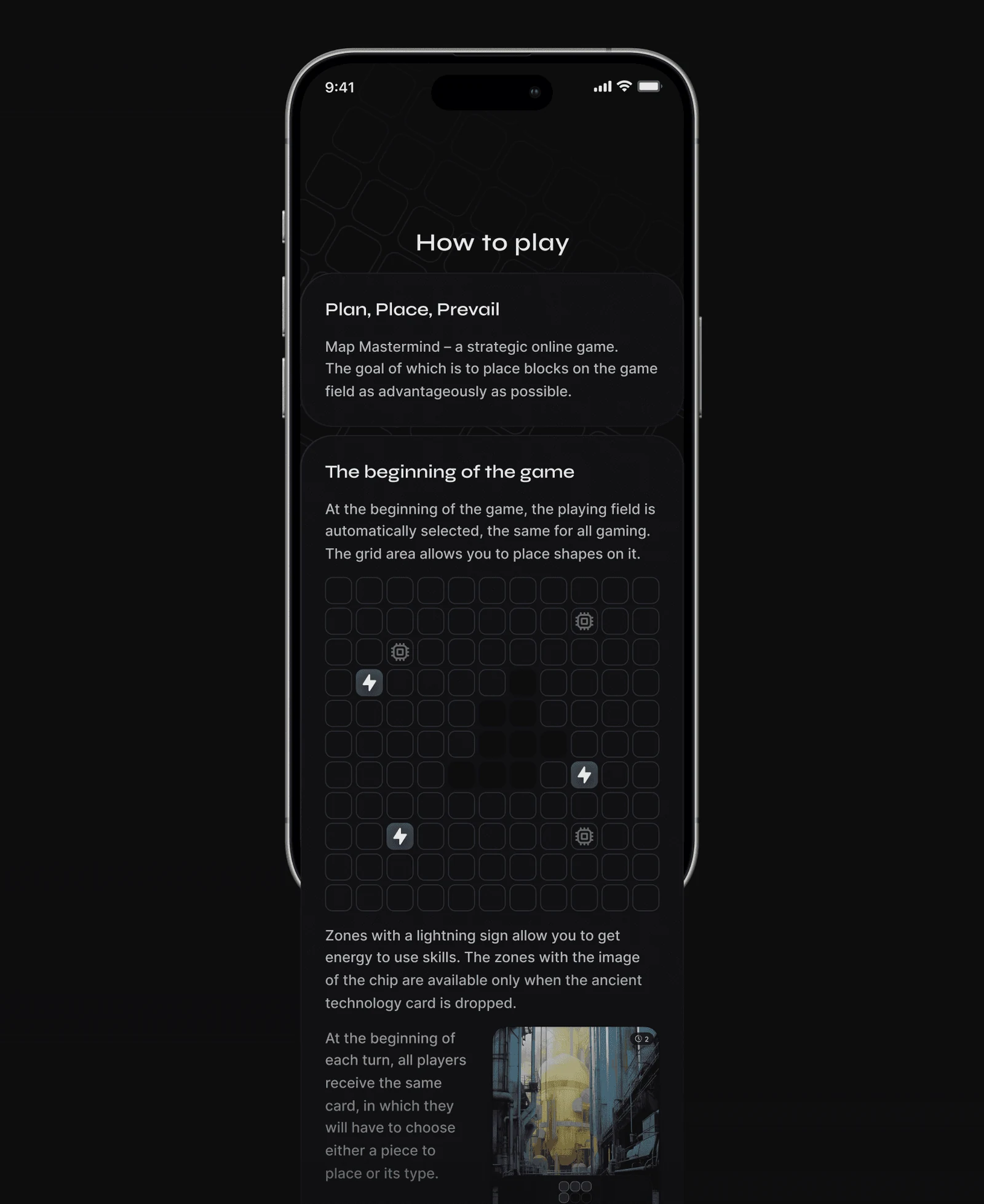 Map Mastermind rules screen explaining block placement with illustrated game grids.