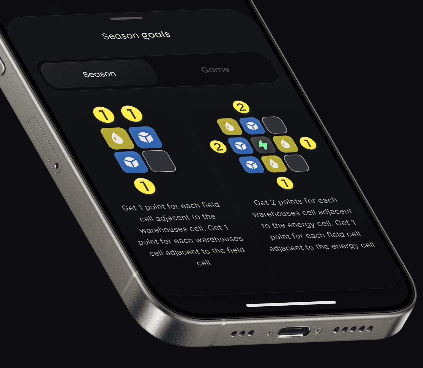 Map Mastermind phone screen with game cards and colored block shapes.